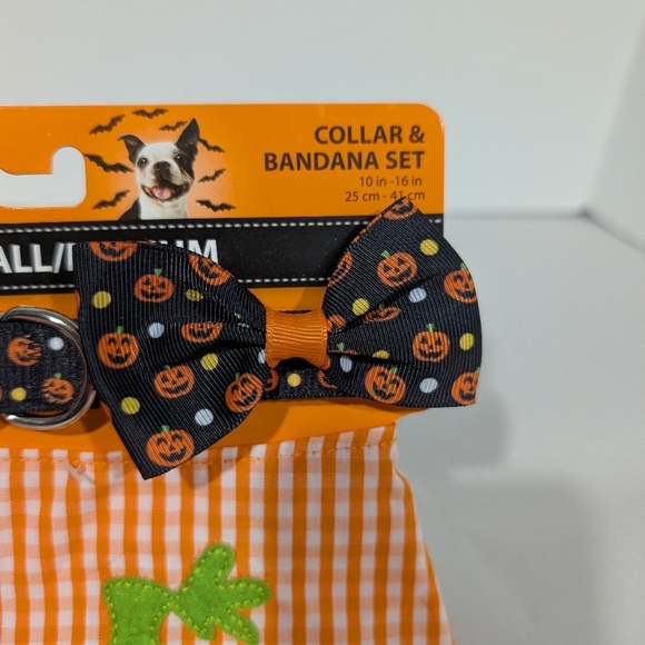 NWT Simply Dog Halloween Collar & Bandana Set - Orange and Black - Picture 3 of 6